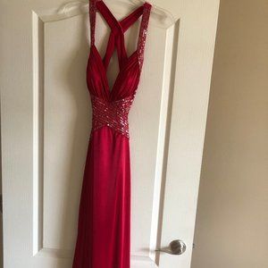 Red, Backless, Long Dress